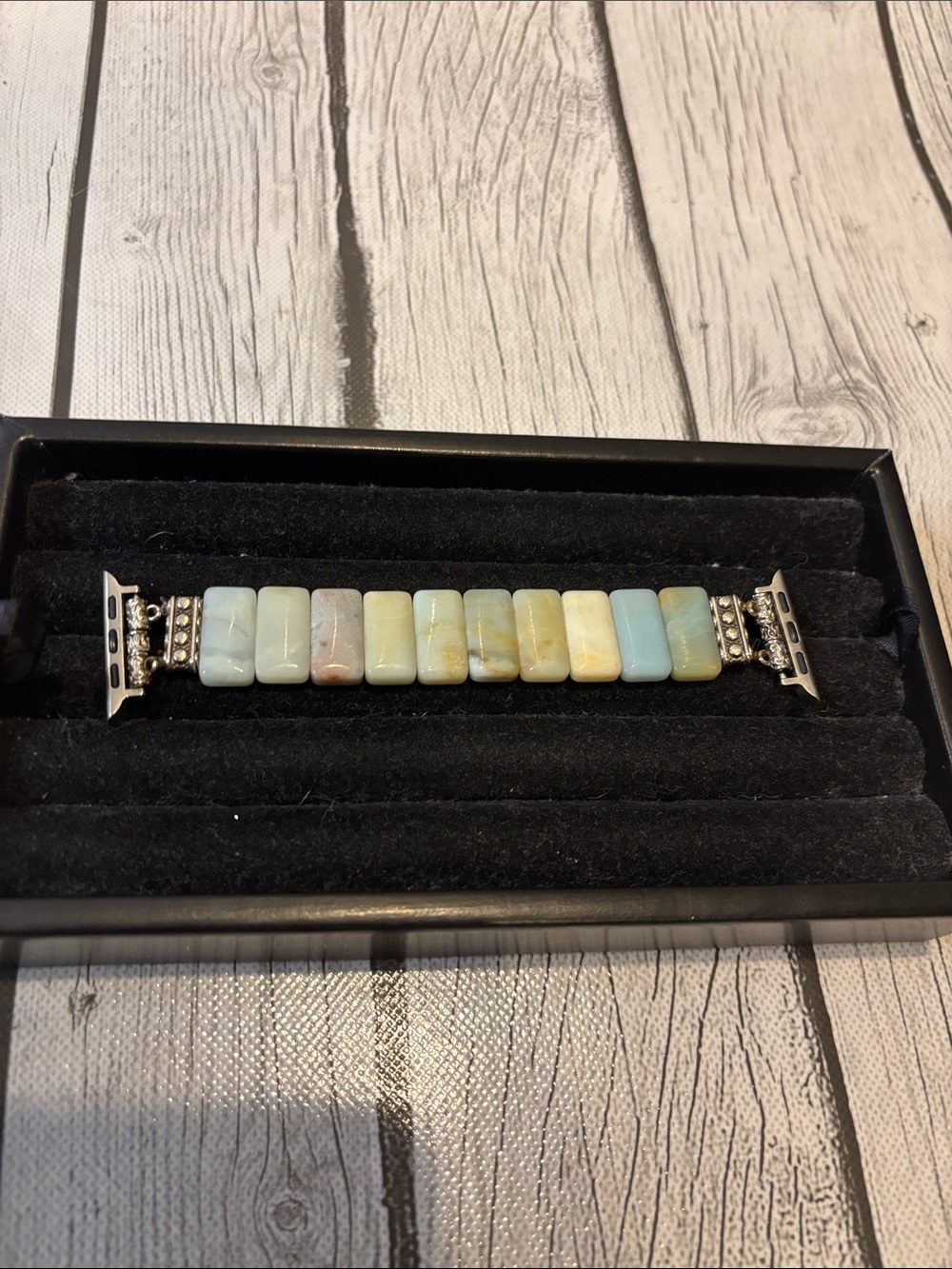 Cape Diablo Pastel Amazonite Tile Bracelet Iwatch band in Blue and Cream Tones